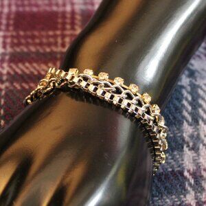 Cloak or Cardigan Clip Extender Bracelet  Rhinestone Mixed Metals